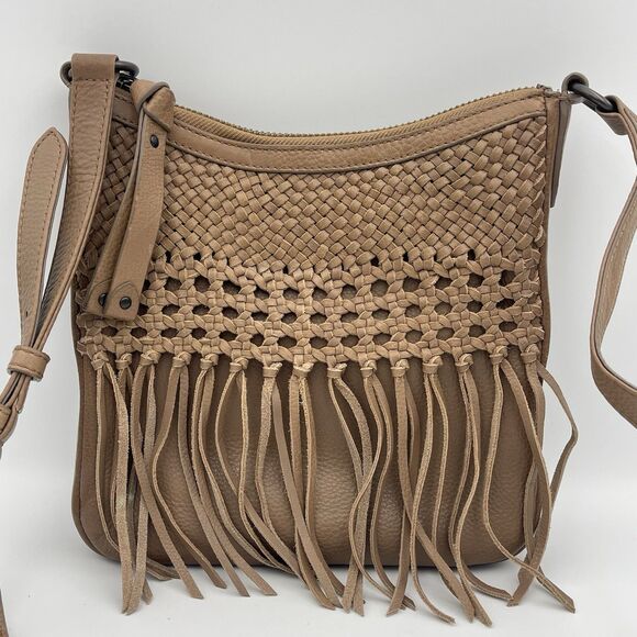 Frye Handbags - Frye Melissa Leather Woven Fringe Swing Crossbody Purse Bag Cream $228 MSRP
